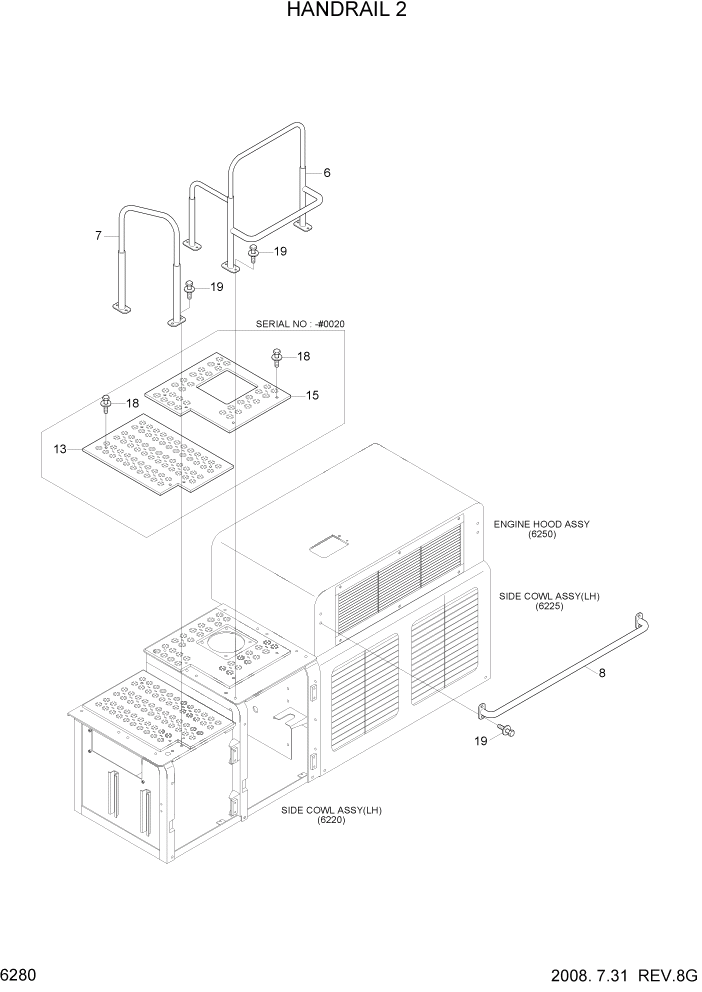 Схема запчастей Hyundai R800LC7A - PAGE 6280 HANDRAIL 2 СТРУКТУРА