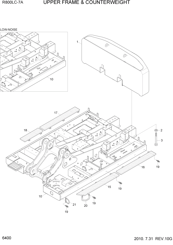 Схема запчастей Hyundai R800LC7A - PAGE 6400 UPPER FRAME & COUNTERWEIGHT СТРУКТУРА