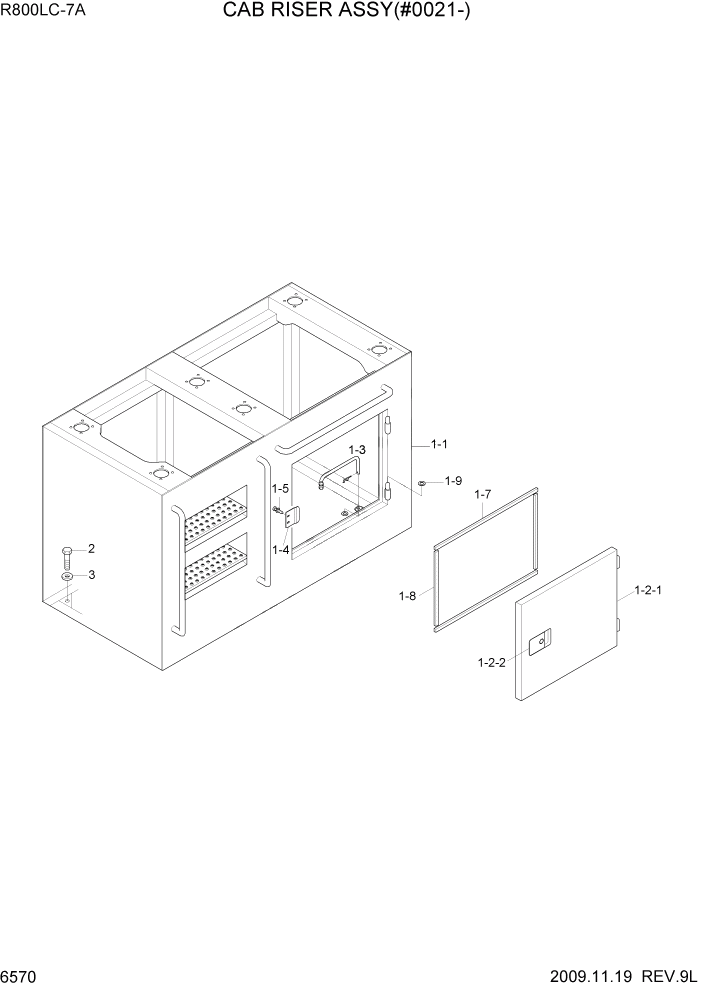 Схема запчастей Hyundai R800LC7A - PAGE 6570 CAB RISER ASSY(#0021-) СТРУКТУРА
