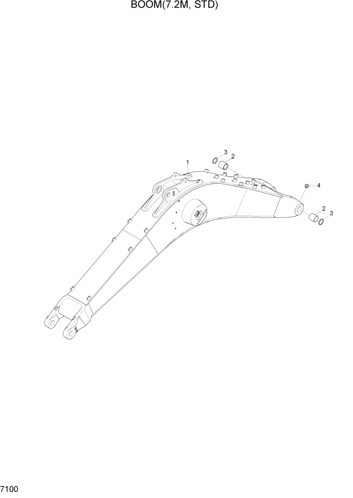 Схема запчастей Hyundai R800LC7A - PAGE 7100 BOOM(7.2M, STD) РАБОЧЕЕ ОБОРУДОВАНИЕ