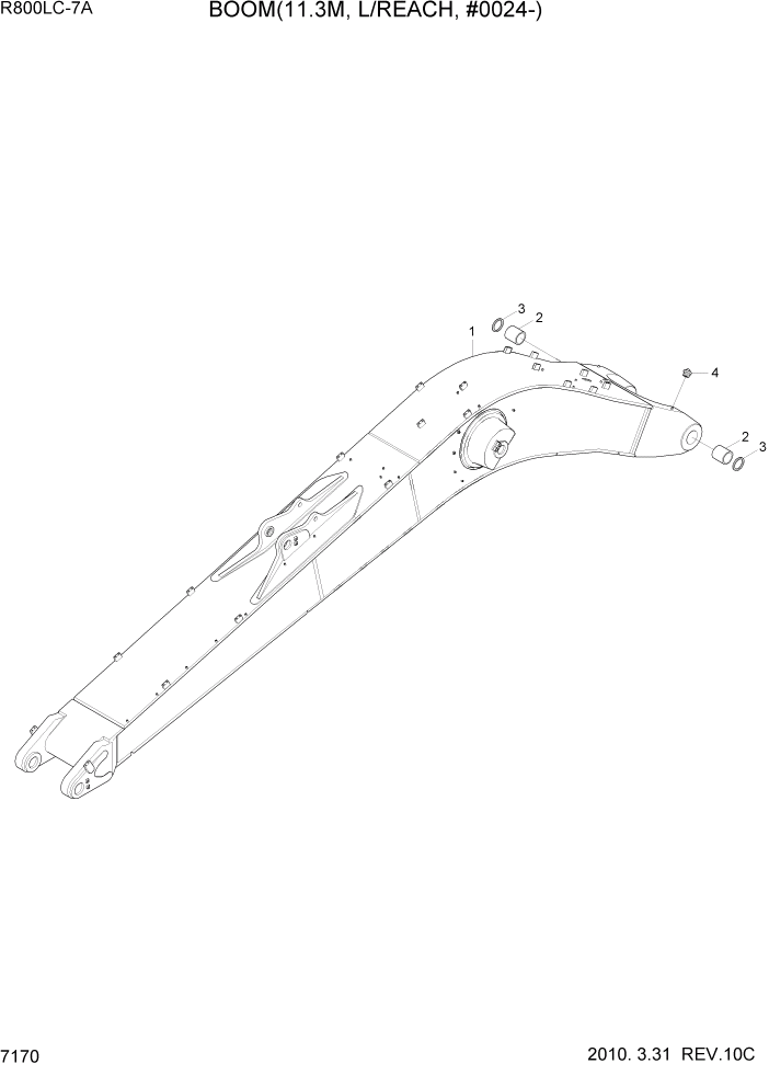 Схема запчастей Hyundai R800LC7A - PAGE 7170 BOOM(11.3M, L/REACH, #0024-) РАБОЧЕЕ ОБОРУДОВАНИЕ