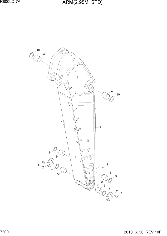 Схема запчастей Hyundai R800LC7A - PAGE 7200 ARM(2.95M, STD) РАБОЧЕЕ ОБОРУДОВАНИЕ