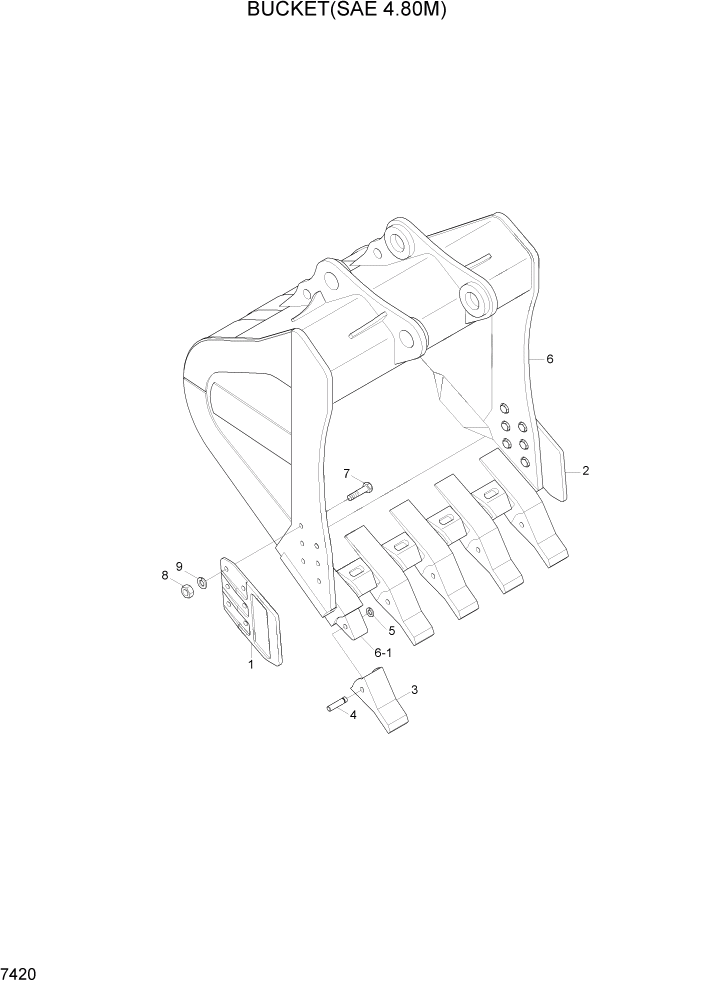 Схема запчастей Hyundai R800LC7A - PAGE 7420 BUCKET(4.80M3 SAE HEAPED) РАБОЧЕЕ ОБОРУДОВАНИЕ