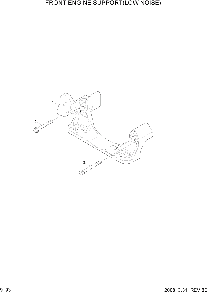 Схема запчастей Hyundai R800LC7A - PAGE 9193 FRONT ENGINE SUPPORT(LOW NOISE) ДВИГАТЕЛЬ БАЗА