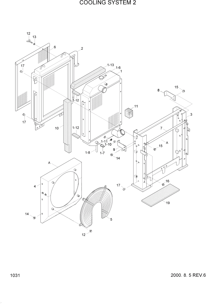 Схема запчастей Hyundai R160LC3 - PAGE 1031 COOLING SYSTEM 2 ДВИГАТЕЛЬ