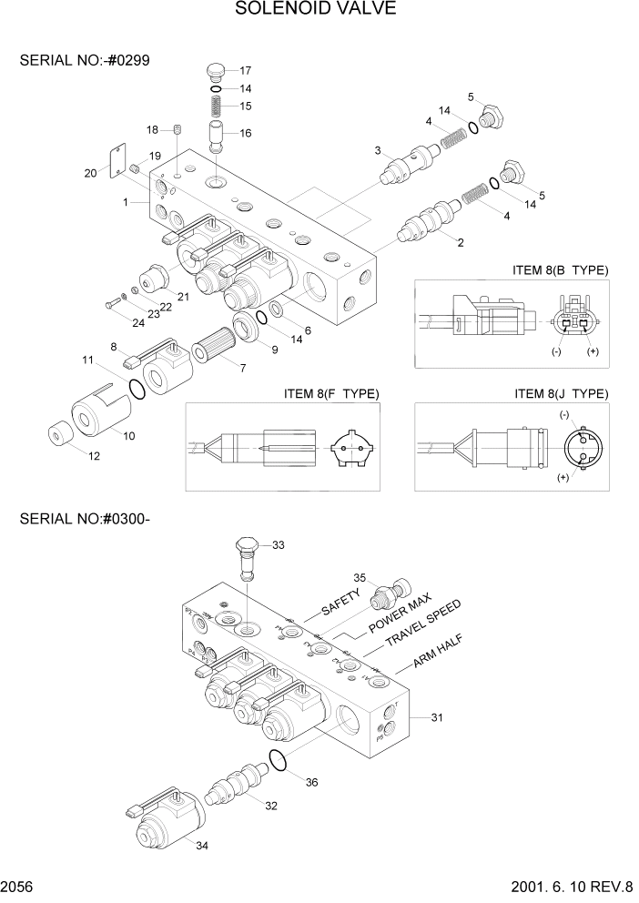 Схема запчастей Hyundai R160LC3 - PAGE 2056 SOLENOID VALVE ГИДРАВЛИЧЕСКАЯ СИСТЕМА