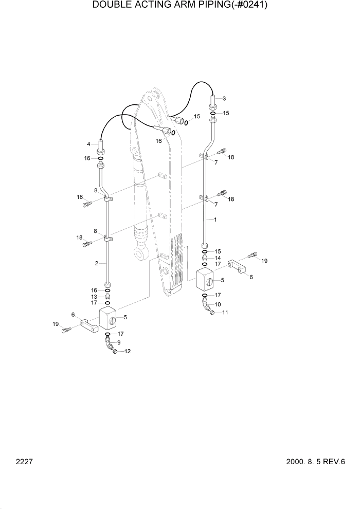 Схема запчастей Hyundai R160LC3 - PAGE 2227 DOUBLE ACTING ARM PIPING(-#0241) ГИДРАВЛИЧЕСКАЯ СИСТЕМА