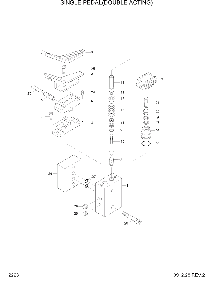 Схема запчастей Hyundai R160LC3 - PAGE 2228 SINGLE PEDAL(DOUBLE ACTING) ГИДРАВЛИЧЕСКАЯ СИСТЕМА