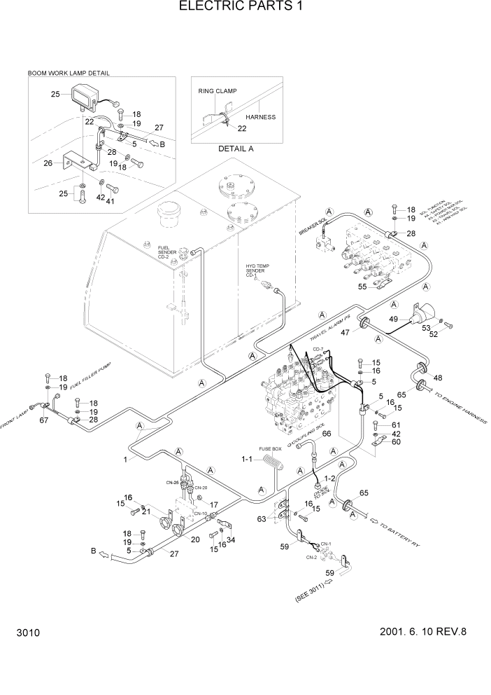 Схема запчастей Hyundai R160LC3 - PAGE 3010 ELECTRIC PARTS 1 ЭЛЕКТРИЧЕСКАЯ СИСТЕМА