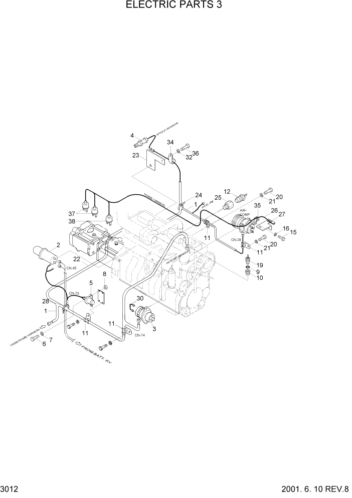 Схема запчастей Hyundai R160LC3 - PAGE 3012 ELECTRIC PARTS 3 ЭЛЕКТРИЧЕСКАЯ СИСТЕМА