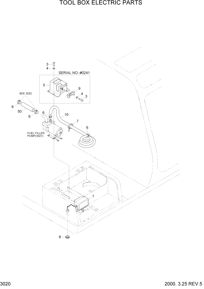 Схема запчастей Hyundai R160LC3 - PAGE 3020 TOOL BOX ELECTRIC PARTS ЭЛЕКТРИЧЕСКАЯ СИСТЕМА