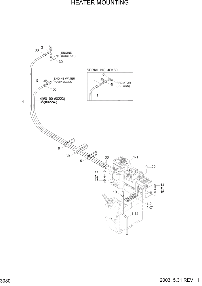 Схема запчастей Hyundai R160LC3 - PAGE 3080 HEATER MOUNTING ЭЛЕКТРИЧЕСКАЯ СИСТЕМА