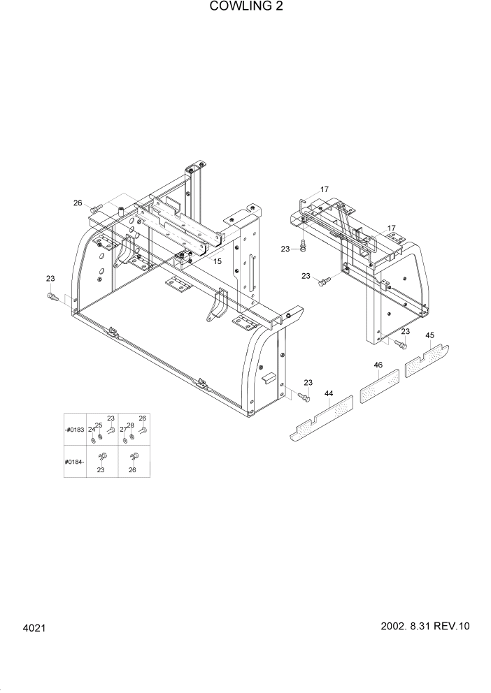 Схема запчастей Hyundai R160LC3 - PAGE 4021 COWLING 2 ВЕРХНЯЯ ЧАСТЬ