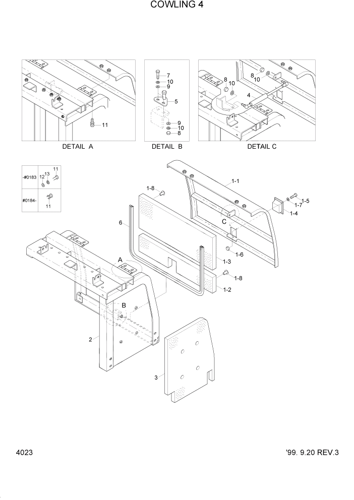 Схема запчастей Hyundai R160LC3 - PAGE 4023 COWLING 4 ВЕРХНЯЯ ЧАСТЬ