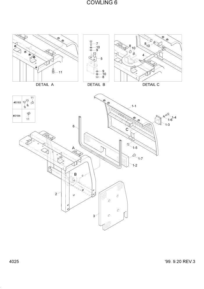 Схема запчастей Hyundai R160LC3 - PAGE 4025 COWLING 6 ВЕРХНЯЯ ЧАСТЬ