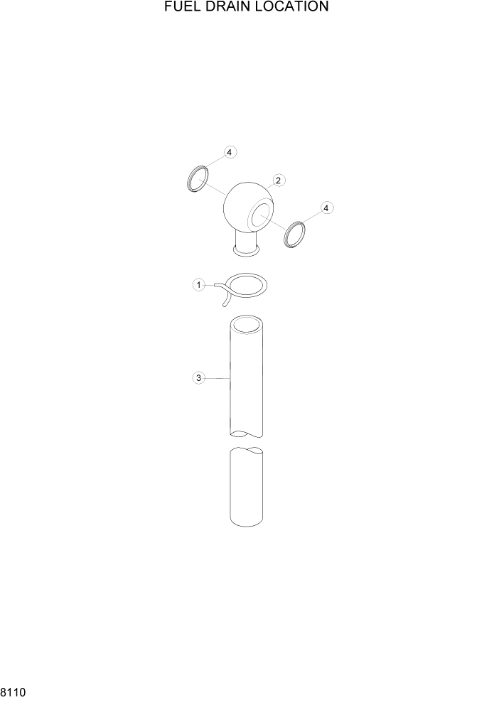 Схема запчастей Hyundai R160LC3 - PAGE 8110 FUEL DRAIN LOCATION ДВИГАТЕЛЬ БАЗА