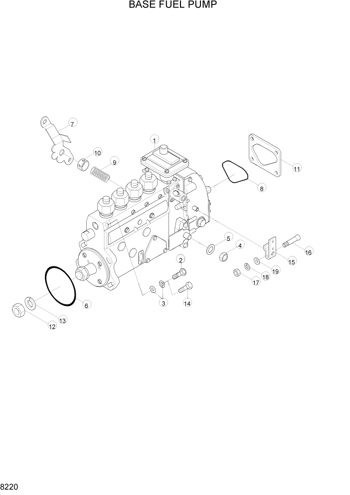 Схема запчастей Hyundai R160LC3 - PAGE 8220 BASE FUEL PUMP ДВИГАТЕЛЬ БАЗА