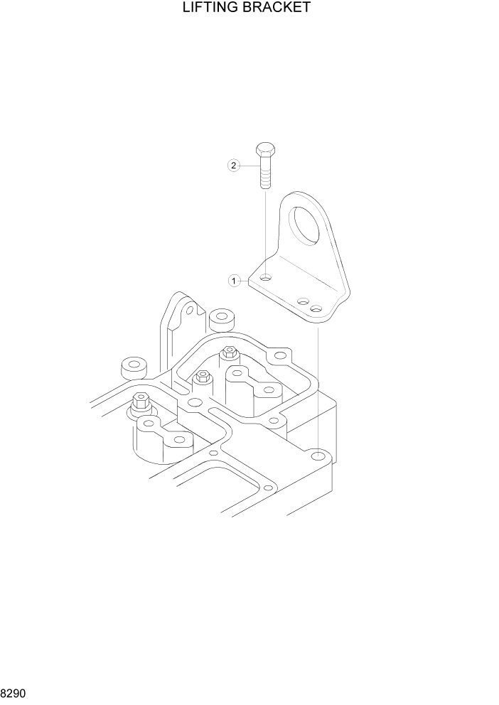 Схема запчастей Hyundai R160LC3 - PAGE 8290 LIFTING BRACKET ДВИГАТЕЛЬ БАЗА