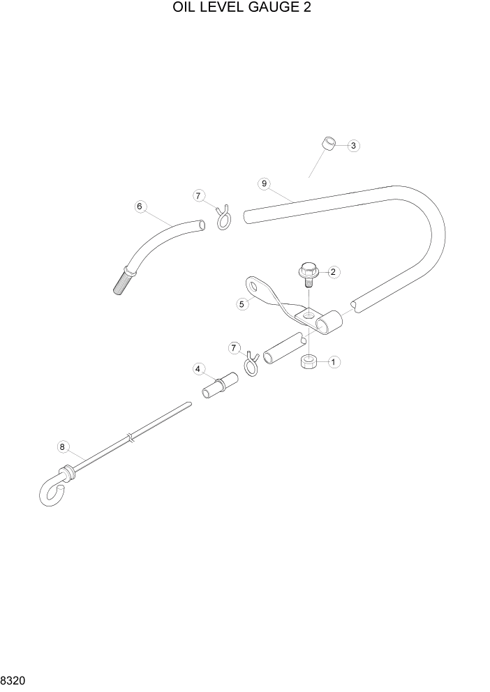 Схема запчастей Hyundai R160LC3 - PAGE 8320 OIL LEVEL GAUGE 2 ДВИГАТЕЛЬ БАЗА