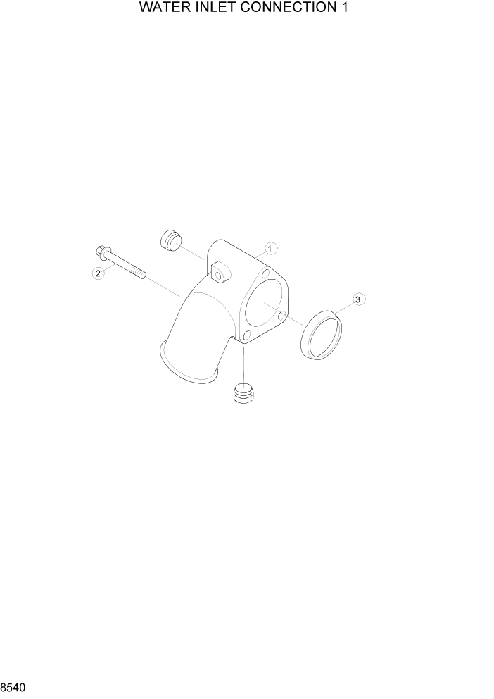 Схема запчастей Hyundai R160LC3 - PAGE 8540 WATER INLET CONNECTION 1 ДВИГАТЕЛЬ БАЗА