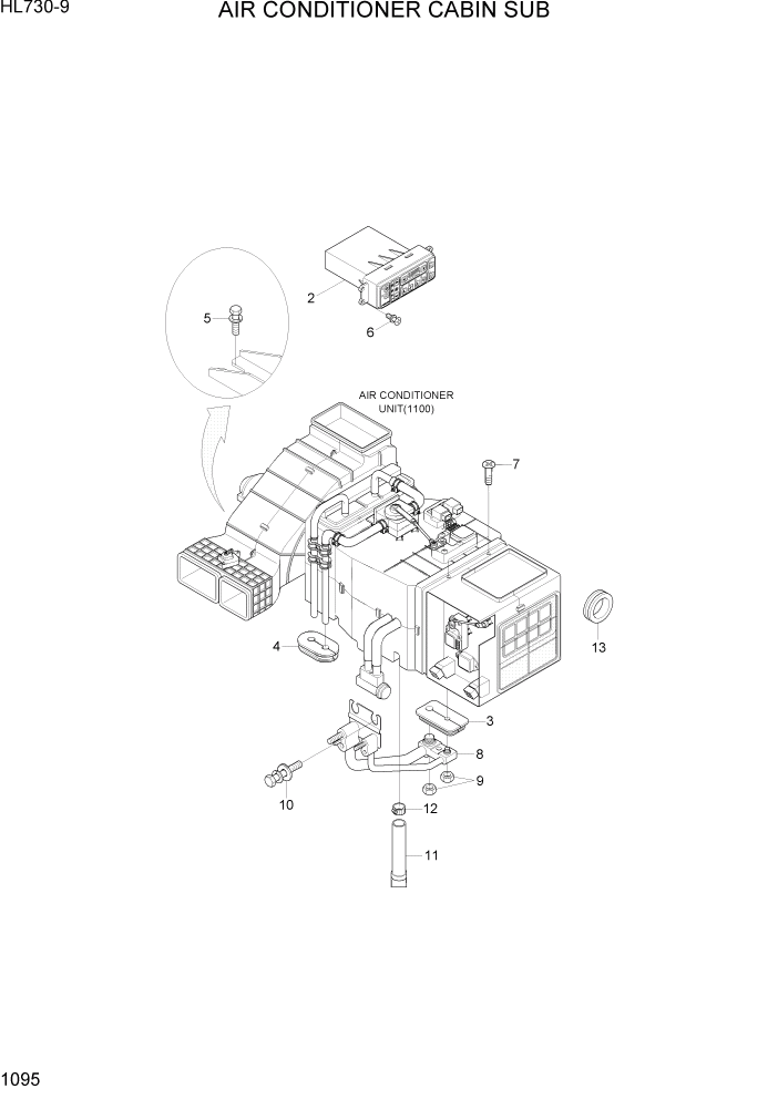 Схема запчастей Hyundai HL730-9 - PAGE 1095 AIRCONDITIONER CABIN SUB СИСТЕМА ДВИГАТЕЛЯ