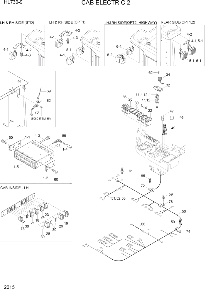 Схема запчастей Hyundai HL730-9 - PAGE 2015 CAB ELECTRIC 2 ЭЛЕКТРИЧЕСКАЯ СИСТЕМА