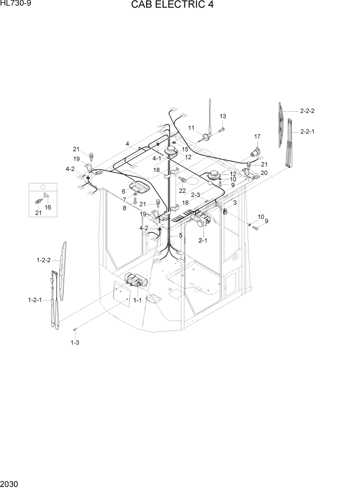 Схема запчастей Hyundai HL730-9 - PAGE 2030 CAB ELECTRIC 4 ЭЛЕКТРИЧЕСКАЯ СИСТЕМА