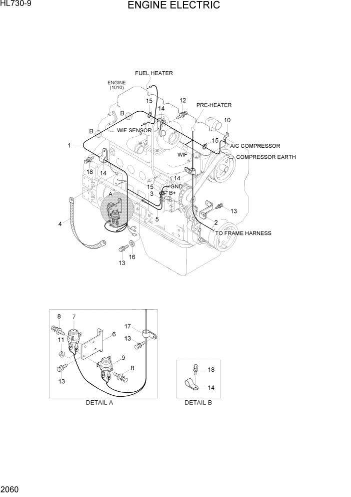 Схема запчастей Hyundai HL730-9 - PAGE 2060 ENGINE ELECTRIC ЭЛЕКТРИЧЕСКАЯ СИСТЕМА