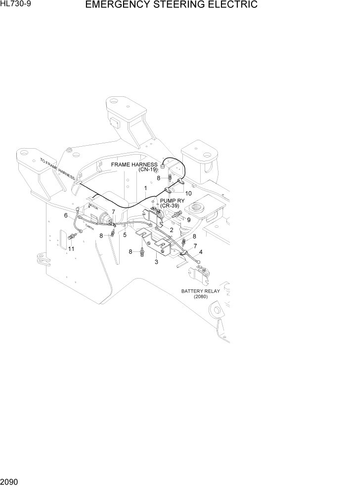 Схема запчастей Hyundai HL730-9 - PAGE 2090 EMERGENCY STEERING ELECTRIC ЭЛЕКТРИЧЕСКАЯ СИСТЕМА