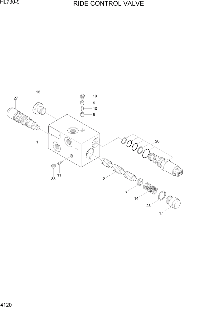 Схема запчастей Hyundai HL730-9 - PAGE 4120 RIDE CONTROL VALVE ГИДРАВЛИЧЕСКИЕ КОМПОНЕНТЫ