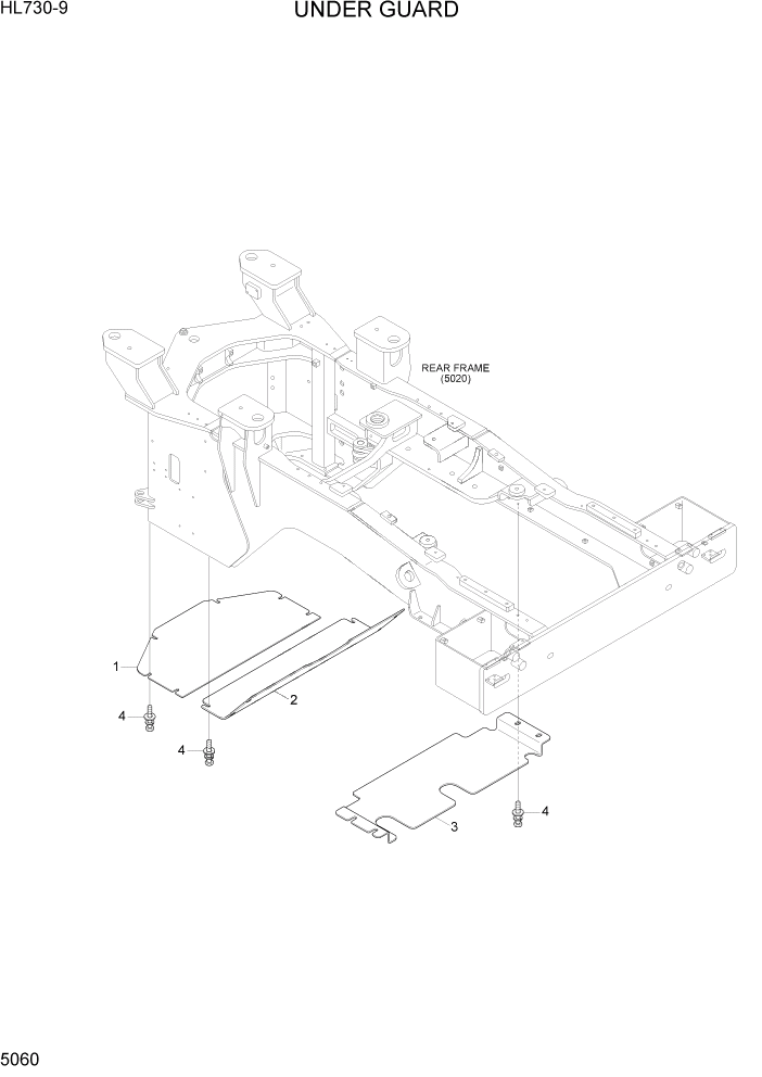 Схема запчастей Hyundai HL730-9 - PAGE 5060 UNDER GUARD СТРУКТУРА