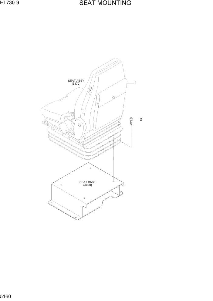 Схема запчастей Hyundai HL730-9 - PAGE 5160 SEAT MOUNTING СТРУКТУРА