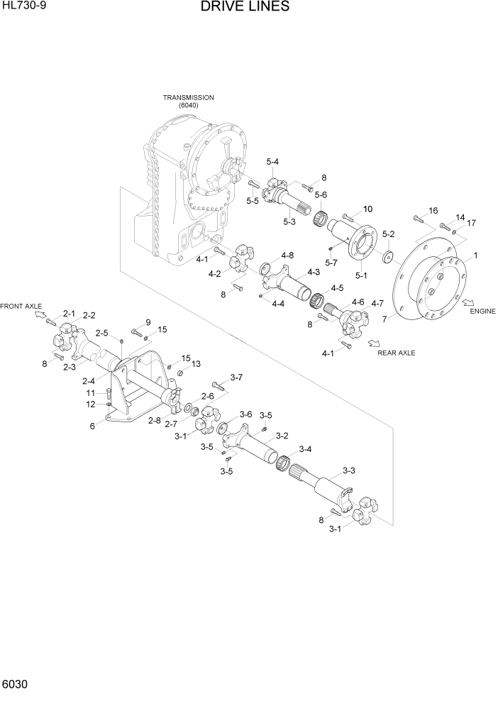 Схема запчастей Hyundai HL730-9 - PAGE 6030 DRIVE LINES СИЛОВАЯ СИСТЕМА