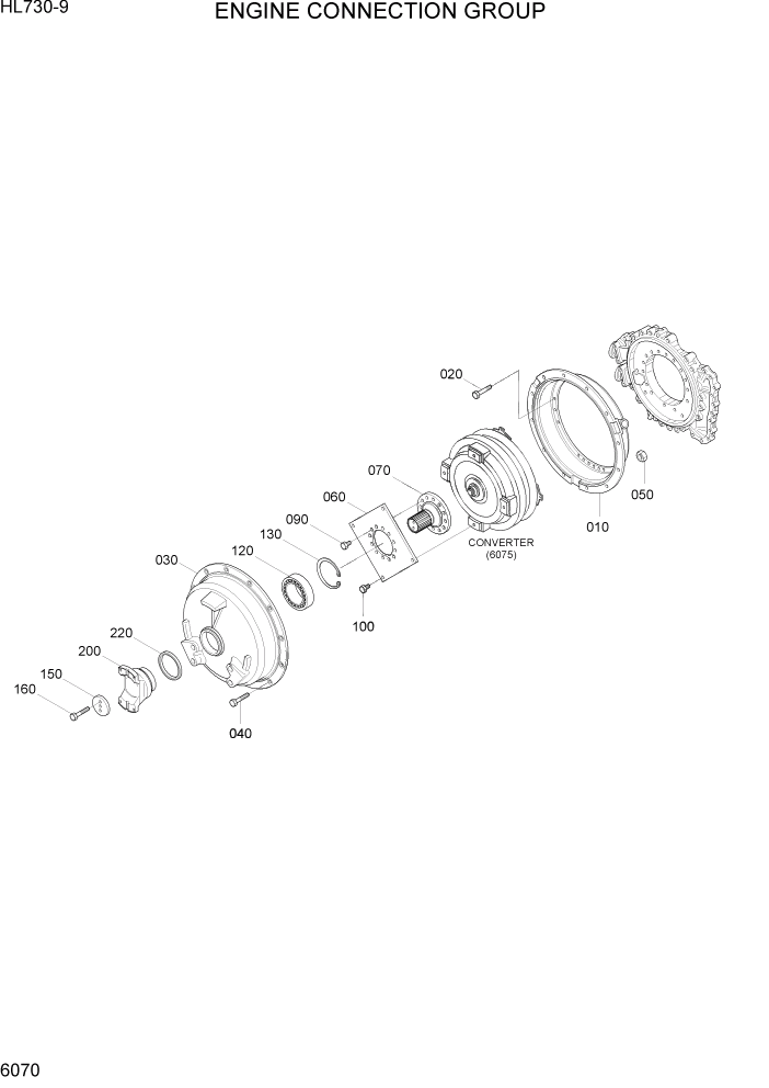 Схема запчастей Hyundai HL730-9 - PAGE 6070 ENGINE CONNECTION GROUP СИЛОВАЯ СИСТЕМА