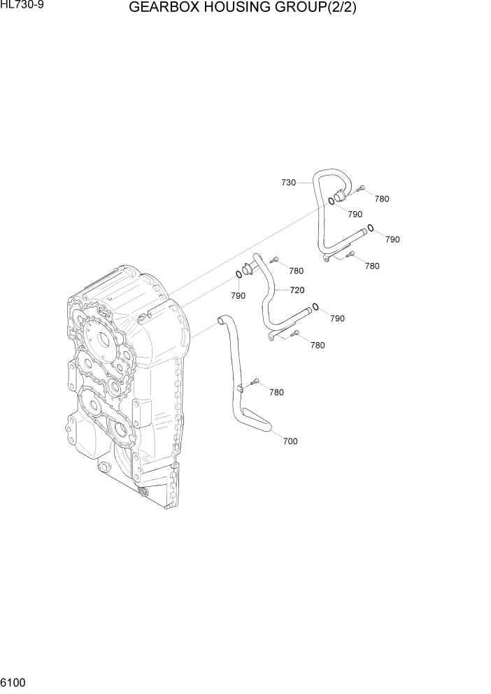 Схема запчастей Hyundai HL730-9 - PAGE 6100 GEARBOX HOUSING GROUP(2/2) СИЛОВАЯ СИСТЕМА