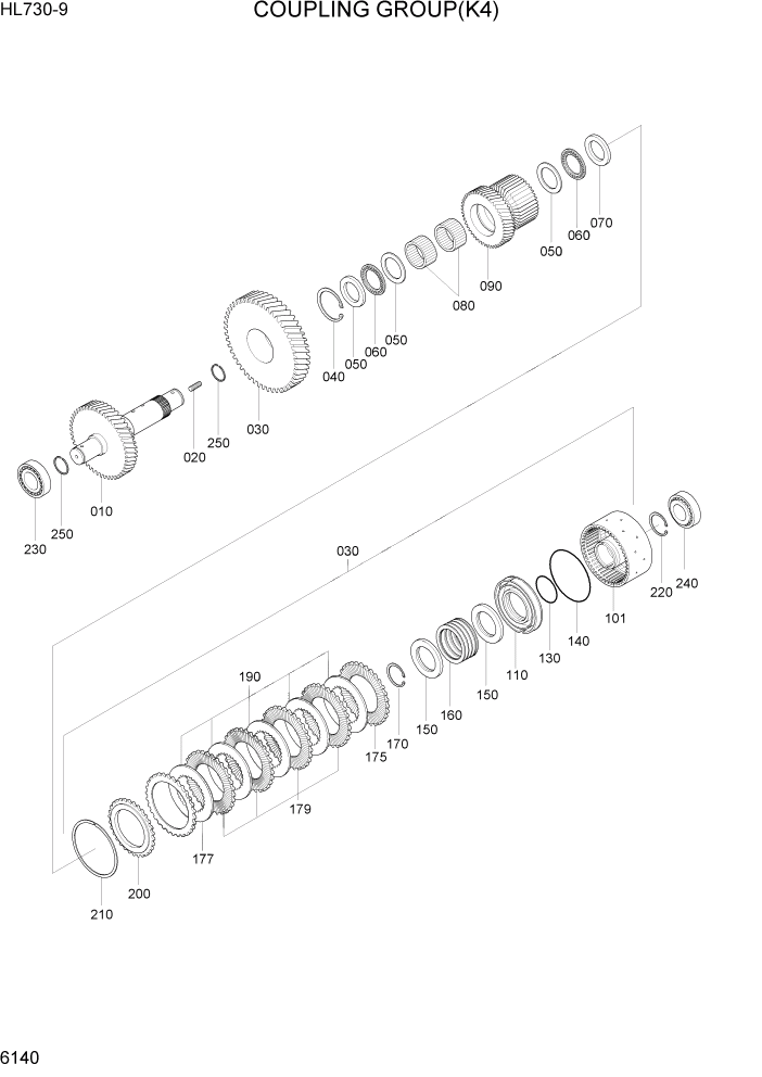 Схема запчастей Hyundai HL730-9 - PAGE 6140 COUPLING GROUP(K4) СИЛОВАЯ СИСТЕМА