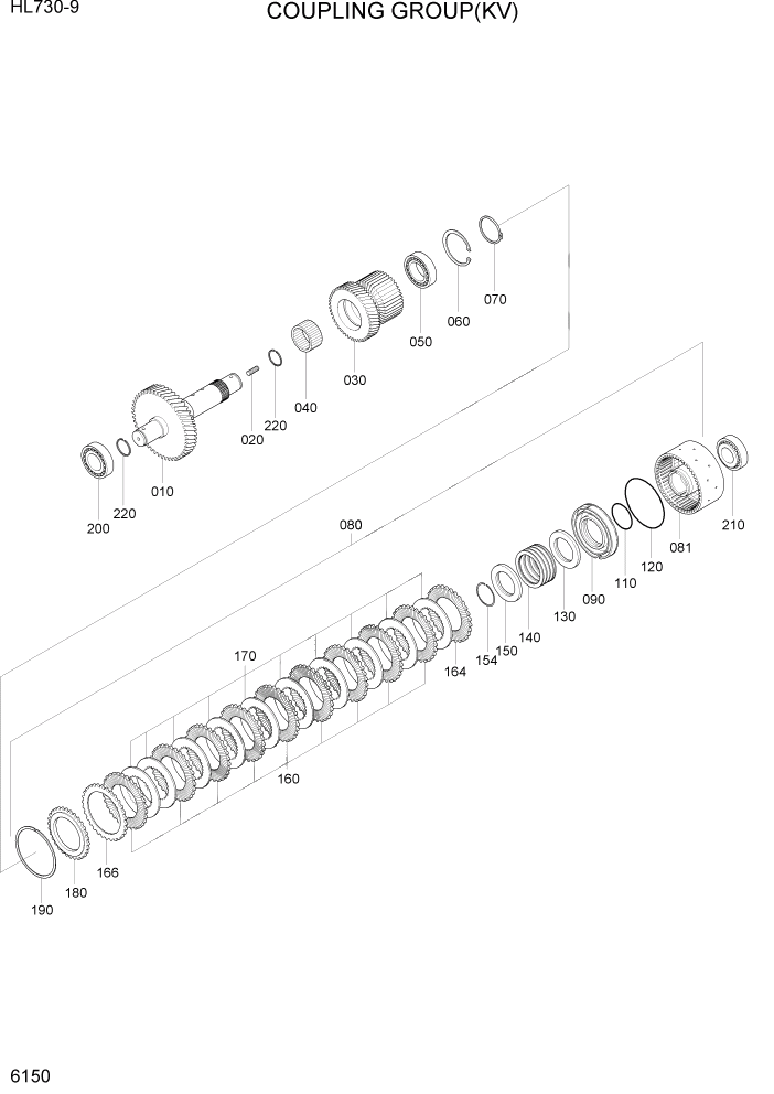 Схема запчастей Hyundai HL730-9 - PAGE 6150 COUPLING GROUP(KV) СИЛОВАЯ СИСТЕМА