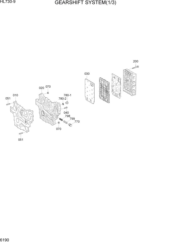 Схема запчастей Hyundai HL730-9 - PAGE 6190 GEARSHIFT SYSTEM(1/3) СИЛОВАЯ СИСТЕМА