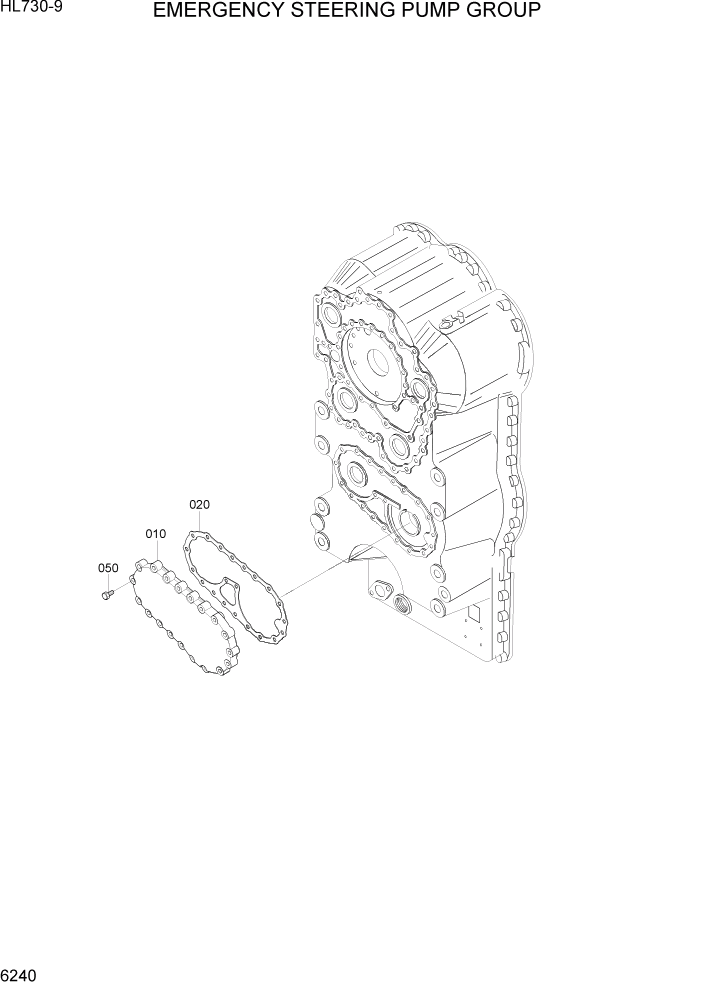 Схема запчастей Hyundai HL730-9 - PAGE 6240 EMERGENCY STEERING PUMP GROUP СИЛОВАЯ СИСТЕМА