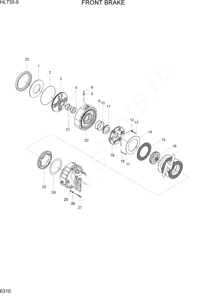 Схема запчастей Hyundai HL730-9 - PAGE 6310 FRONT BRAKE СИЛОВАЯ СИСТЕМА