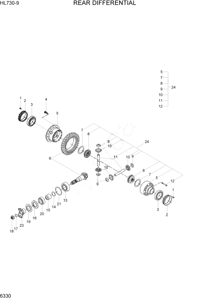 Схема запчастей Hyundai HL730-9 - PAGE 6330 REAR DIFFERENTIAL СИЛОВАЯ СИСТЕМА