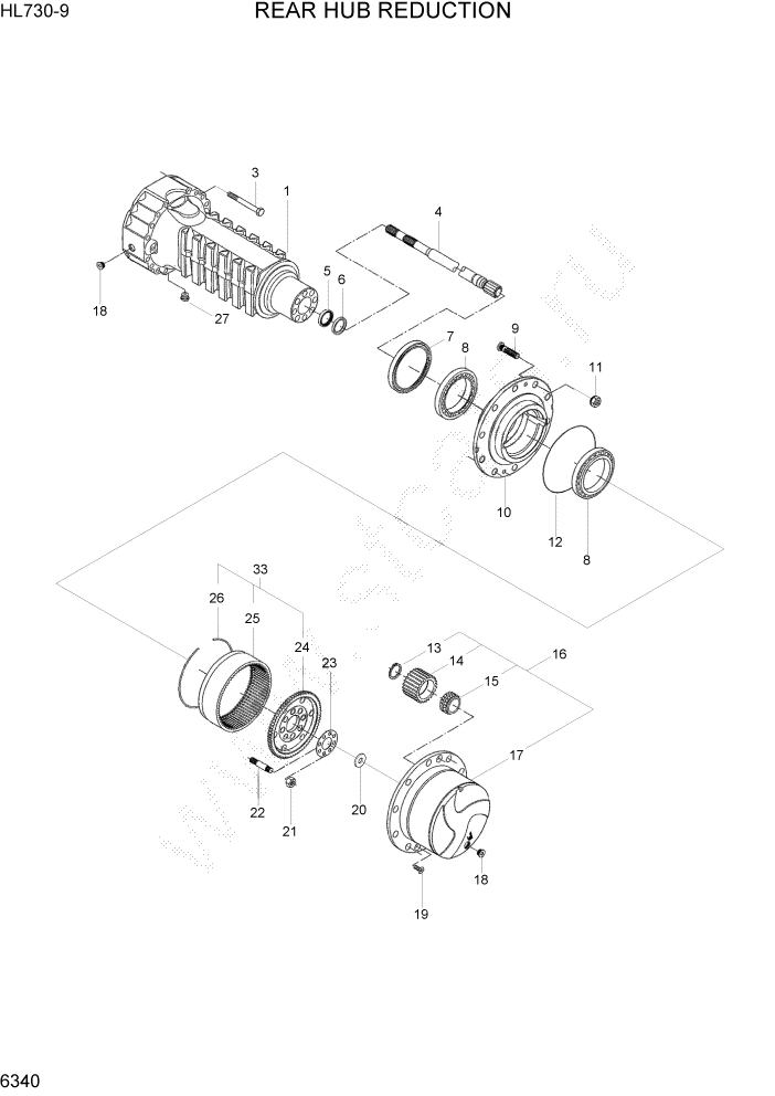 Схема запчастей Hyundai HL730-9 - PAGE 6340 REAR HUB REDUCTION СИЛОВАЯ СИСТЕМА