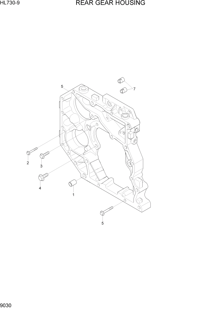 Схема запчастей Hyundai HL730-9 - PAGE 9030 REAR GEAR HOUSING ДВИГАТЕЛЬ БАЗА