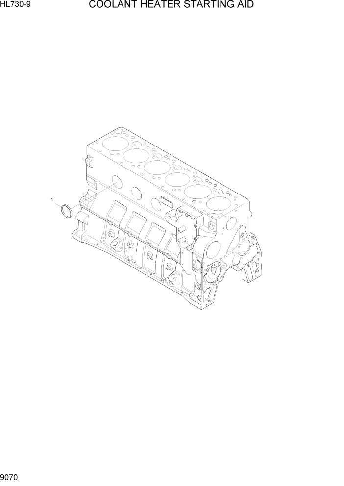 Схема запчастей Hyundai HL730-9 - PAGE 9070 COOLANT HEATER STARTING AID ДВИГАТЕЛЬ БАЗА