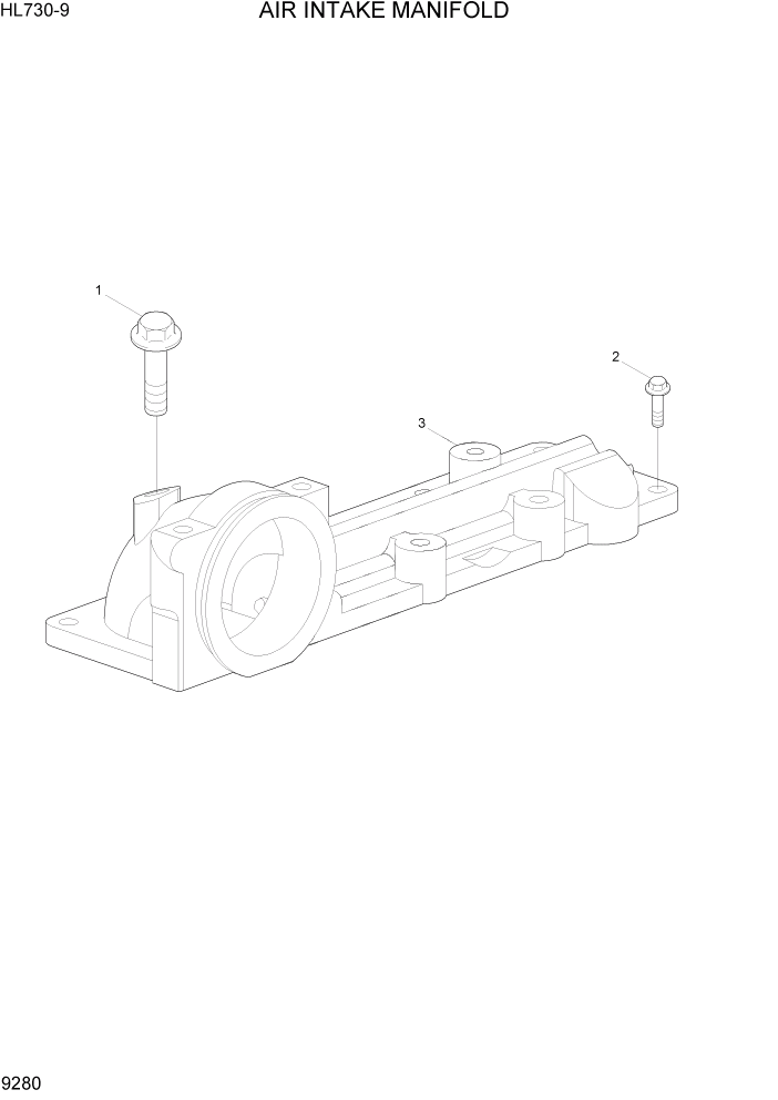 Схема запчастей Hyundai HL730-9 - PAGE 9280 AIR INTAKE MANIFOLD ДВИГАТЕЛЬ БАЗА