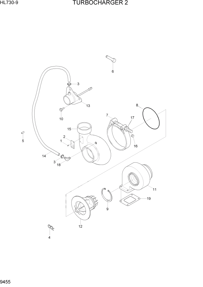 Схема запчастей Hyundai HL730-9 - PAGE 9455 TURBOCHARGER 2 ДВИГАТЕЛЬ БАЗА