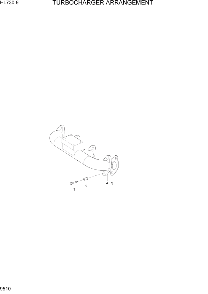 Схема запчастей Hyundai HL730-9 - PAGE 9510 TURBOCHARGER ARRANGEMENT ДВИГАТЕЛЬ БАЗА