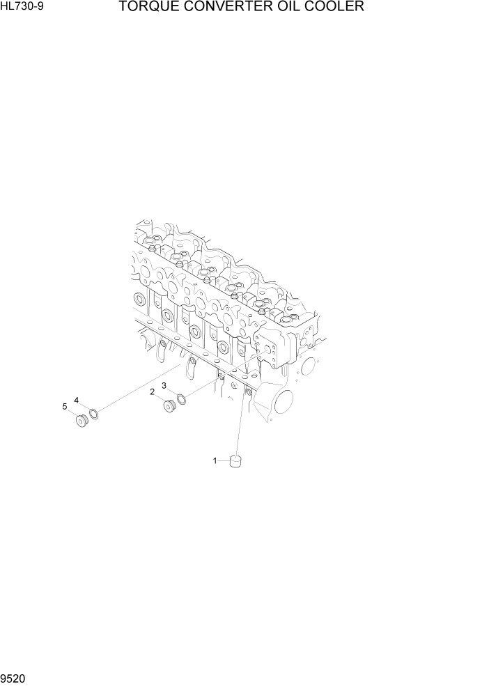 Схема запчастей Hyundai HL730-9 - PAGE 9520 TORQUE CONVERTER OIL COOLER ДВИГАТЕЛЬ БАЗА