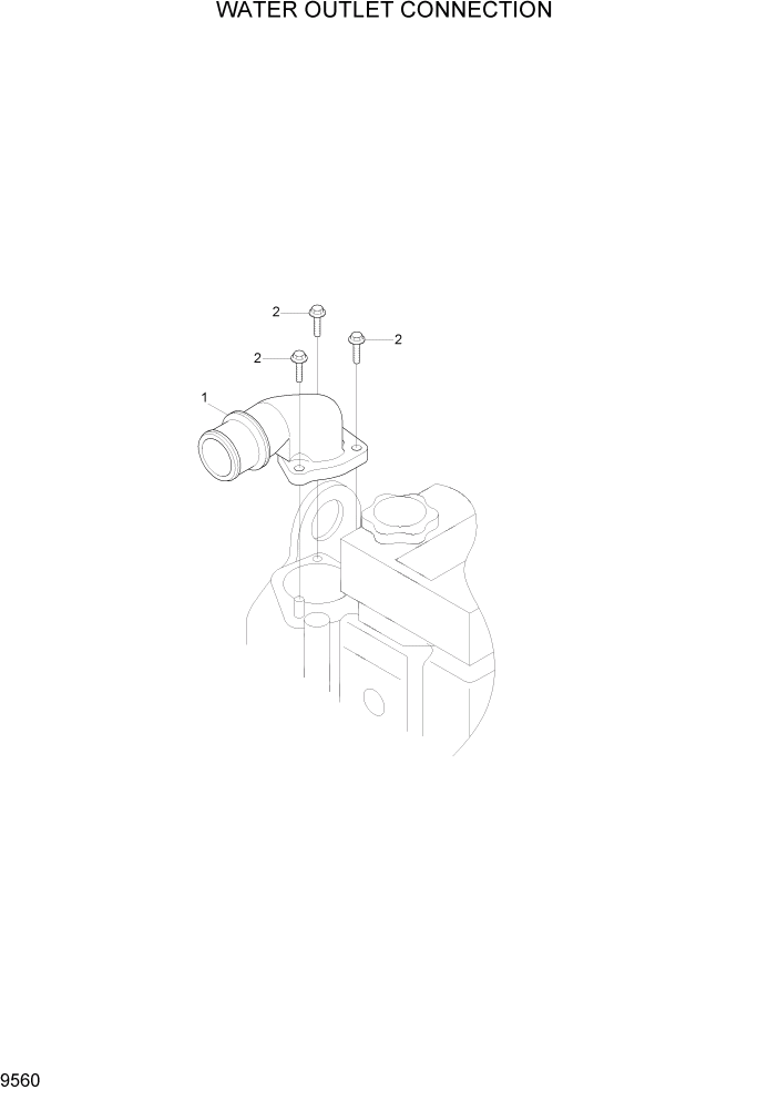 Схема запчастей Hyundai HL730-9 - PAGE 9560 WATER OUTLET CONNECTION ДВИГАТЕЛЬ БАЗА