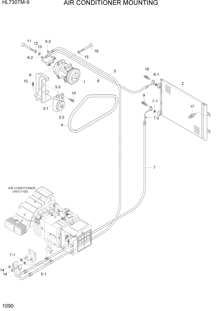 Схема запчастей Hyundai HL730TM-9 - PAGE 1090 AIR CONDITIONER MOUNTING СИСТЕМА ДВИГАТЕЛЯ